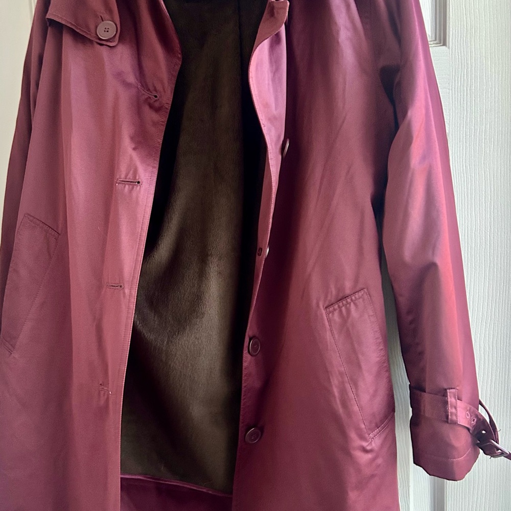 Dennis Basso Maroon Trench Coat
